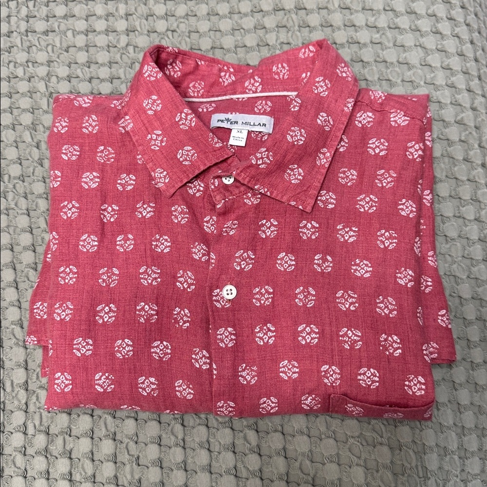 PETER MILLAR Seaside Men's Kiva Beach Linen Sport Shirt Size XL